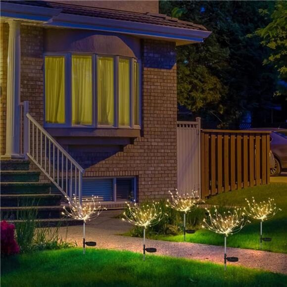 Solar Garden Lights Decor Waterproof 2 Pack Solar Firework 120 LED Fairy Lights - Picture 6 of 7